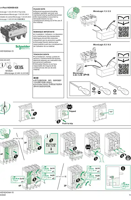 schneider施耐德ComPact NSX400-630- MicroLogic 1.3_2.3_5.3_6.3 脱扣单元 - 说明页
